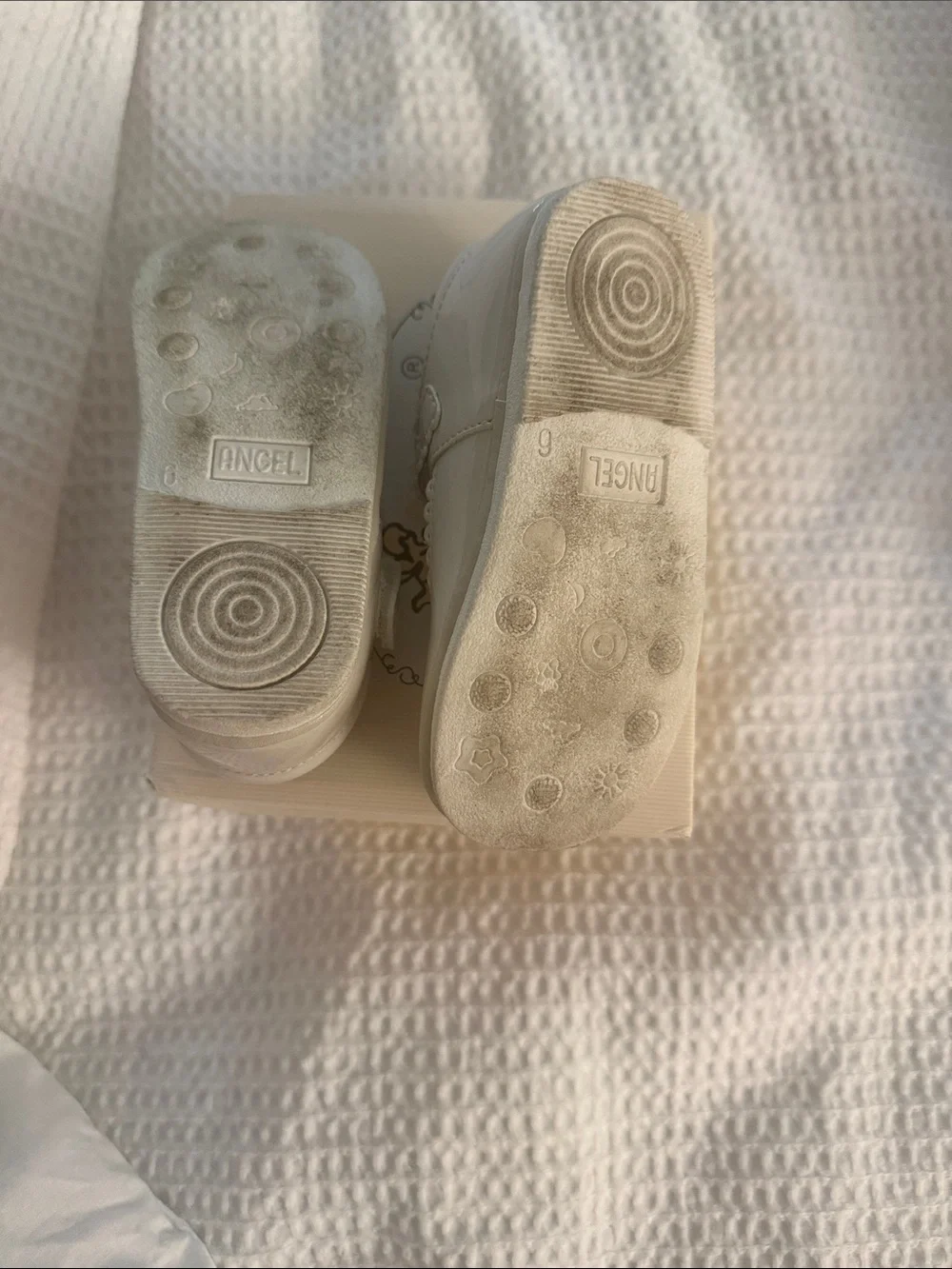 Angel Patent Cream Kids Shoes Box - Soft Cream Finish size 6